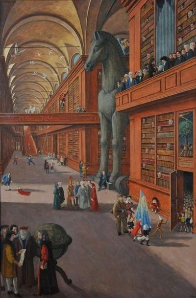 art oil painting reproduction of  Gianfilippo Usellini The Magic Library museum quality handmade