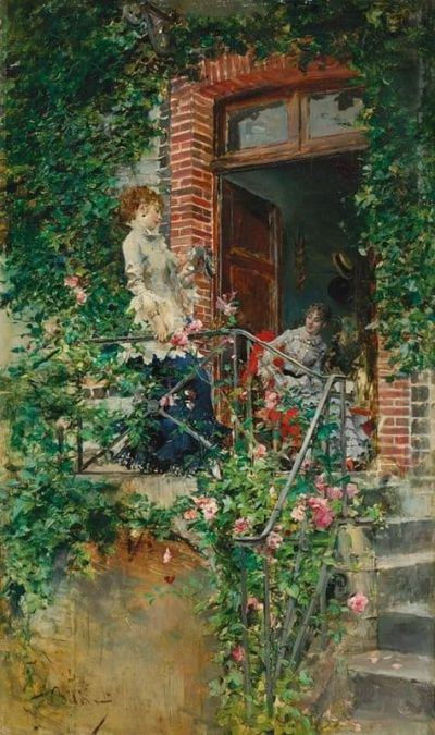 art oil painting reproduction of  Giovanni Boldini On The Terrace museum quality handmade