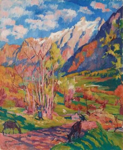 art oil painting reproduction of  Giovanni Giacometti Autumn Landscape 1923 museum quality handmade