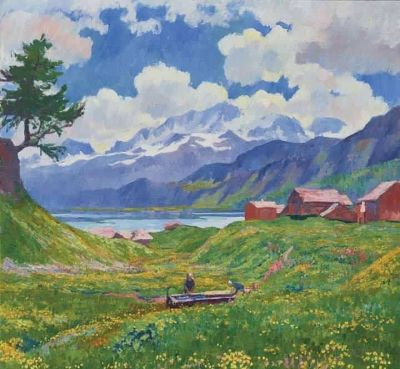 art oil painting reproduction of  Giovanni Giacometti Spring Landscape 1926 museum quality handmade