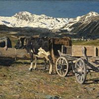 Giovanni Segantini At The Watering Place Cows In The Yoke 1888 Hand Painted Reproduction