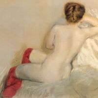 Giuseppe De Nittis Desnudo Con Medias Rojas 1879