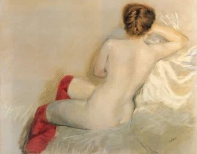 art oil painting reproduction of  Giuseppe De Nittis Desnudo Con Medias Rojas 1879 museum quality handmade