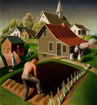 art oil painting reproduction of  Grant Wood Spring In Town - 1941 museum quality handmade