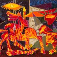 Guernica On Fire artwork on canvas