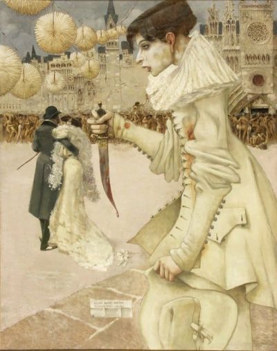 art oil painting reproduction of  Gustav-adolf Mossa Pierrot S En Va 1906 museum quality handmade