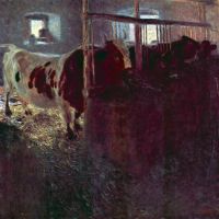 Gustav Klimt Cows In Stall