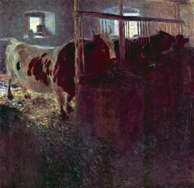art oil painting reproduction of  Gustav Klimt Cows In Stall museum quality handmade