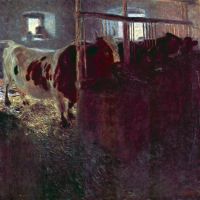 Gustav Klimt Cows In Stall Hand Painted Reproduction