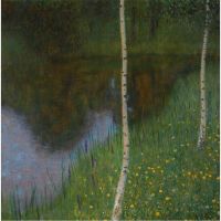 Gustav Klimt Lakeshore With Birches 1901 Hand Painted Reproduction
