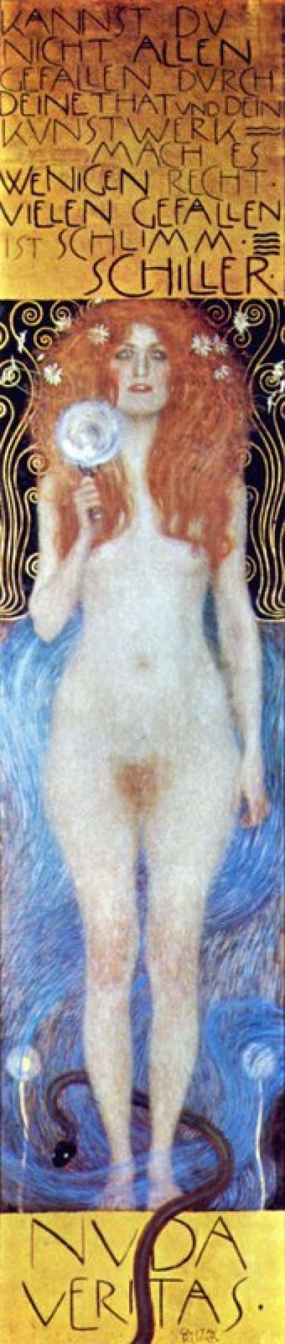 art oil painting reproduction of  Gustav Klimt Nuda Veritas Naked Truth museum quality handmade