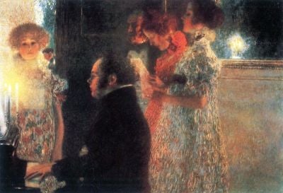 art oil painting reproduction of  Gustav Klimt Schubert At The Piano museum quality handmade