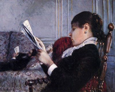 art oil painting reproduction of  Gustave Caillebotte Interior Woman Reading 1880 museum quality handmade