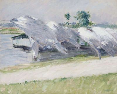art oil painting reproduction of  Gustave Caillebotte Linge Sechant Petit Gennevilliers 1888 museum quality handmade