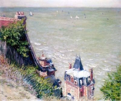 art oil painting reproduction of  Gustave Caillebotte Pink Villas At Trouville 1884 museum quality handmade