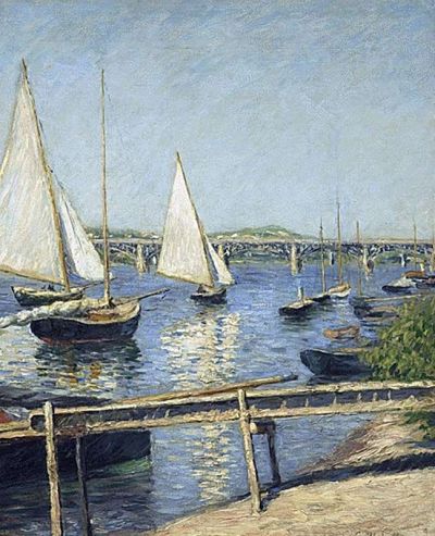 art oil painting reproduction of  Gustave Caillebotte Sailing Boats At Argenteuil museum quality handmade