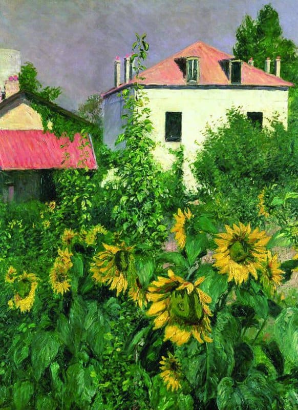 Gustave Caillebotte Sunflowers In The Garden At Petit Gennevilliers - 1885 museum quality