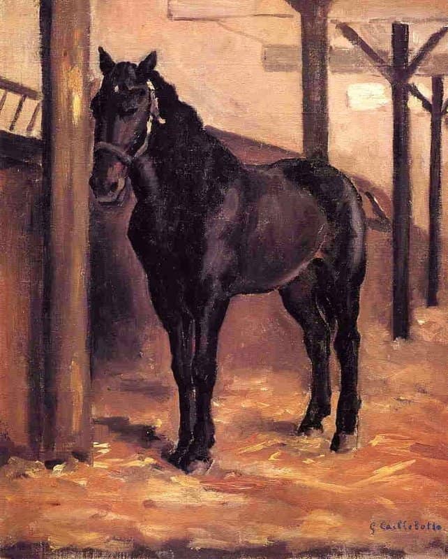 Gustave Caillebotte Yerres Dark Bay Horse In The Stable Ca. 1871-78 museum quality