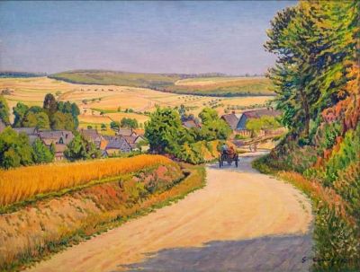 art oil painting reproduction of  Gustave Cariot Charrette Sur Le Chemin Fleuri 1929 museum quality handmade