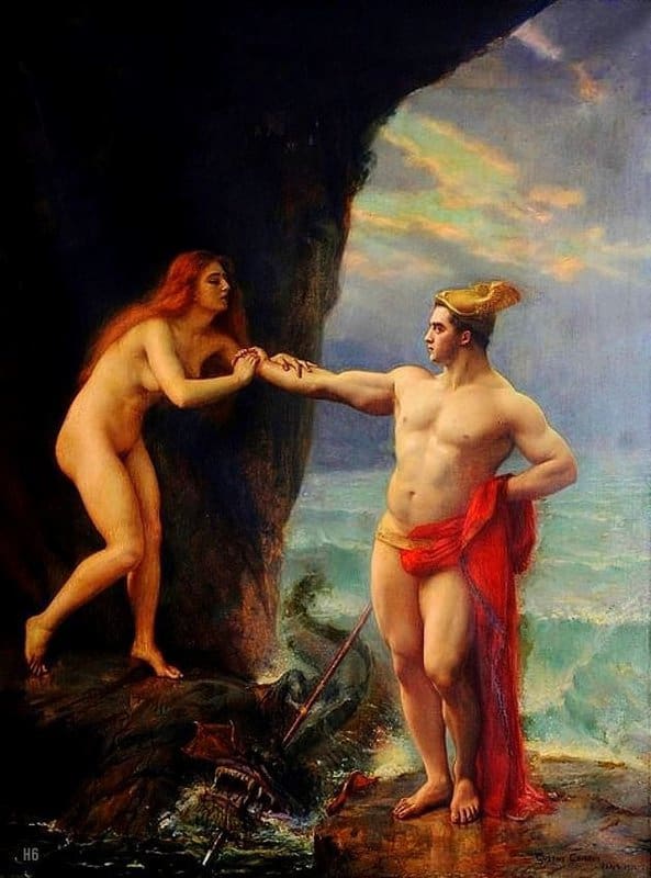 Gustave Claude Etienne Courtois Perseus Freeing Andromeda - 1913 museum quality