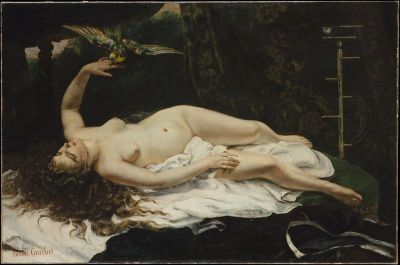 art oil painting reproduction of  Gustave Courbet La Femme Au Perroquet museum quality handmade