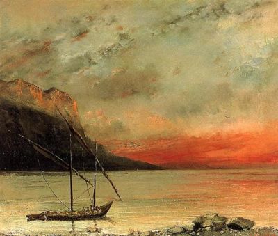 art oil painting reproduction of  Gustave Courbet Sunset Over Lake Leman 1874 museum quality handmade