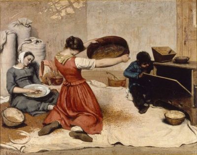 art oil painting reproduction of  Gustave Courbet Wheat Screeners museum quality handmade