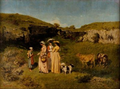 art oil painting reproduction of  Gustave Courbet Young Ladies Of The Village museum quality handmade