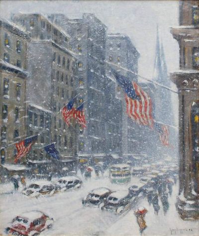 art oil painting reproduction of  Guy Carleton Wiggins Down The Avenue - 1940 museum quality handmade