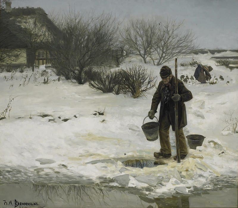Hans Andersen Brendekilde Tosne Or Break In The Frost 1895 museum quality