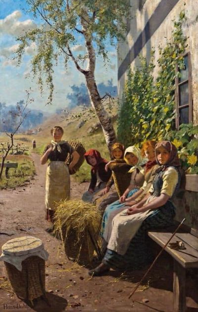 art oil painting reproduction of  Hans Dahl A Break In The Haymaking museum quality handmade