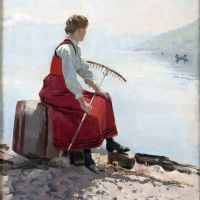 Hans Dahl Woman With Rake 1911
