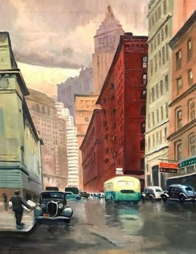 art oil painting reproduction of  Hans Zimmer Rainy Day Los Angeles museum quality handmade