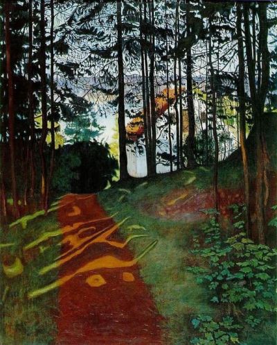 art oil painting reproduction of  Harald Sohlberg Sun Gleam 1894 museum quality handmade