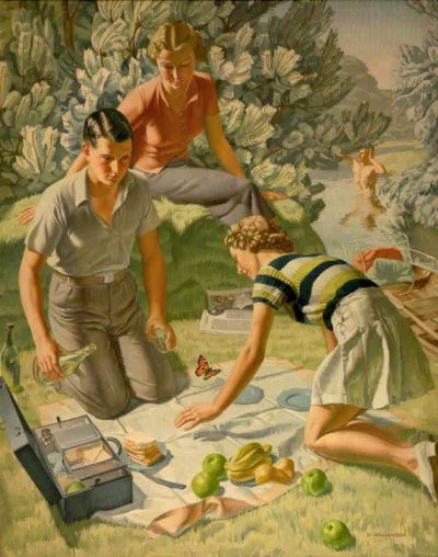 art oil painting reproduction of  Harold Williamson Picnic - 1938 museum quality handmade
