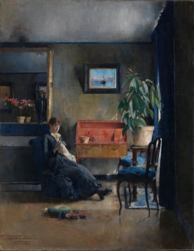 art oil painting reproduction of  Harriet Backer Blue Interior museum quality handmade