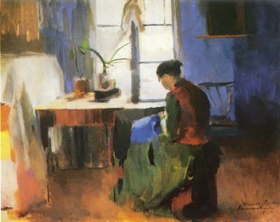 art oil painting reproduction of  Harriet Backer Kone Som Syr museum quality handmade