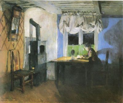 art oil painting reproduction of  Harriet Backer Ved Lampelys museum quality handmade