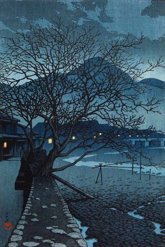 Hasui Kawase Evening In Beppu In The Cold Season - 1929 museum quality