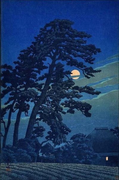 art oil painting reproduction of  Hasui Kawase Moon At Megome 1930 museum quality handmade