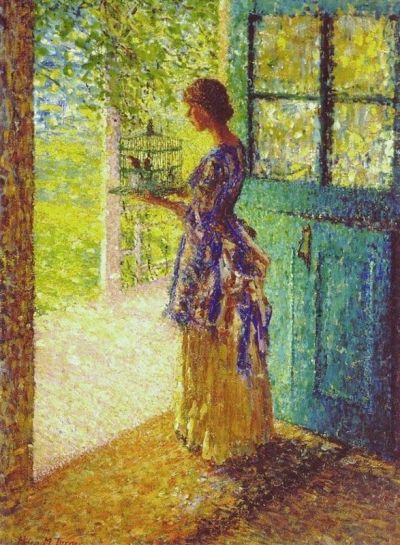 art oil painting reproduction of  Helen M. Turner The Birdcage 1918 museum quality handmade