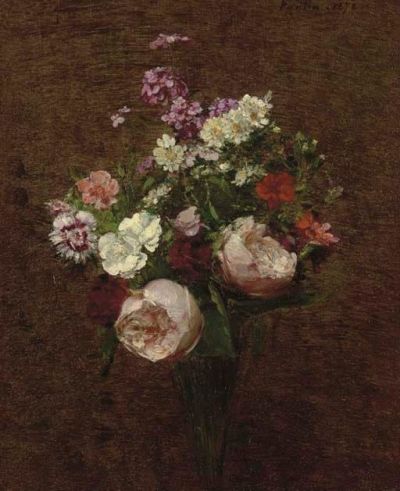 art oil painting reproduction of  Henri Fantin-latour Vase De Fleurs 1876 museum quality handmade
