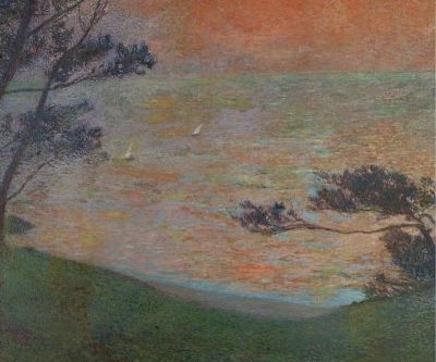 art oil painting reproduction of  Henri Martin Coucher De Soleil Au Bord De La Mer C. 1898-99 museum quality handmade