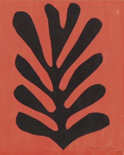 art oil painting reproduction of  Henri Matisse Black Leave On Red Background 1952 museum quality handmade