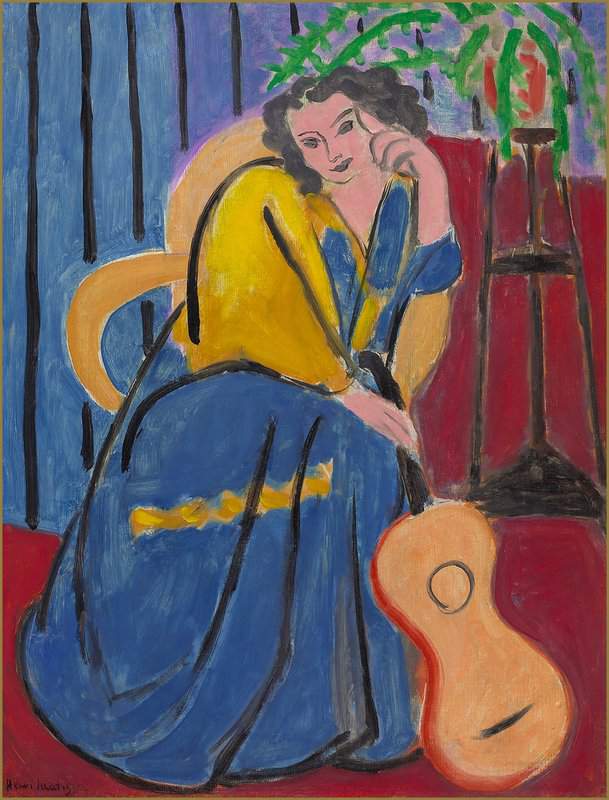 Henri Matisse Girl In Yellow And Blue With Guitar - 1939 museum quality