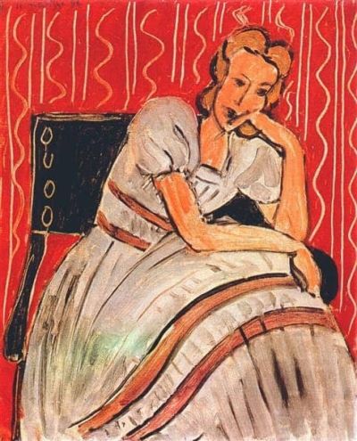 art oil painting reproduction of  Henri Matisse Gray Dress With Violet Stripes 1942 museum quality handmade