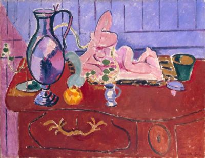 art oil painting reproduction of  Henri Matisse Pink Statuette And Jug On A Red Chest Of Drawers France 1910 museum quality handmade
