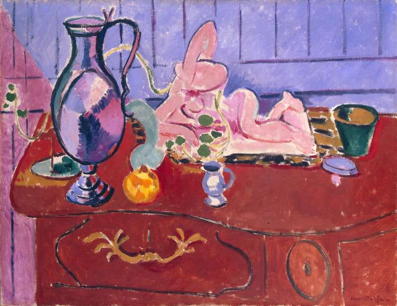 Henri Matisse Pink Statuette And Jug On A Red Chest Of Drawers France 1910 museum quality
