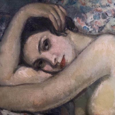 art oil painting reproduction of  Henriette Morel Joven Mujer Morena Desnuda Y Pensativa - 1930 museum quality handmade