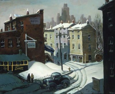 art oil painting reproduction of  Henry Gasser Highway Diner museum quality handmade